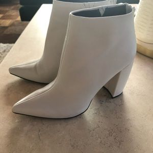 Kenneth Cole Alora Pointy Toe White Ankle Boots